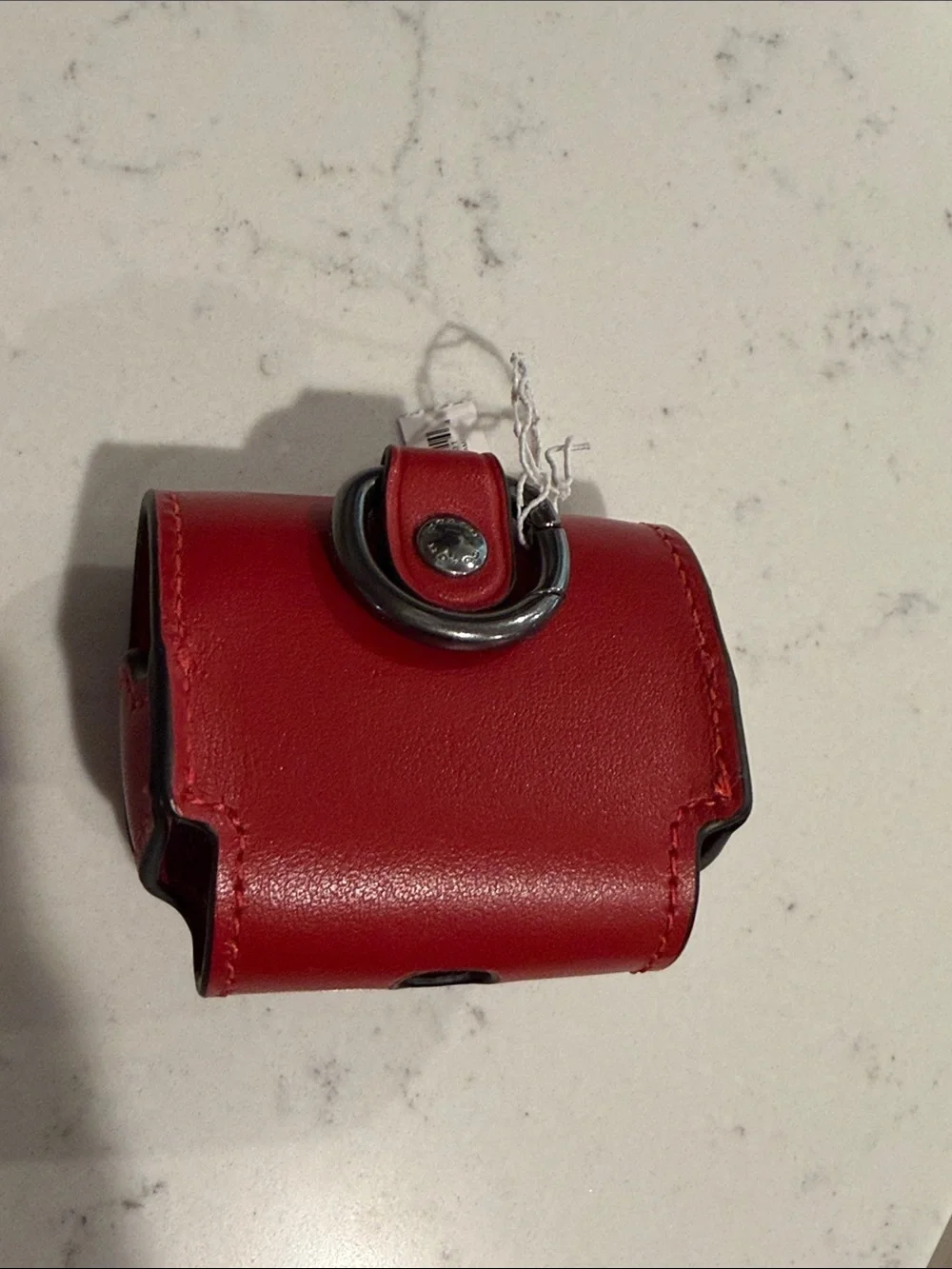 Coach Red Leather AirPods/ Earbud Case with Snap Closure